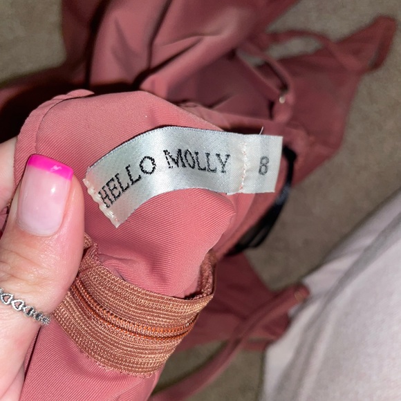 Hello molly beige/pink asymmetrical bodycon dress - Picture 3 of 3